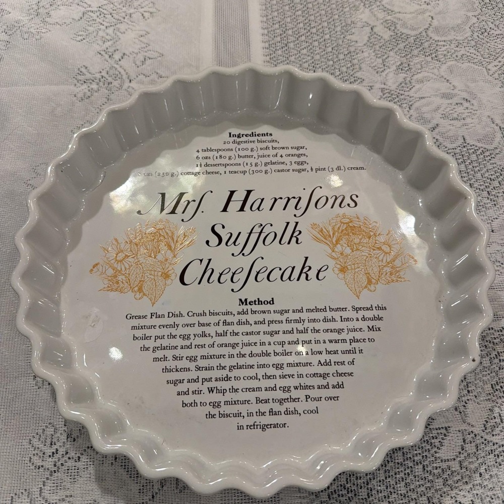 Mrs. Harrison's Suffolk Cheesecake Flan Quiche Dish Made in England